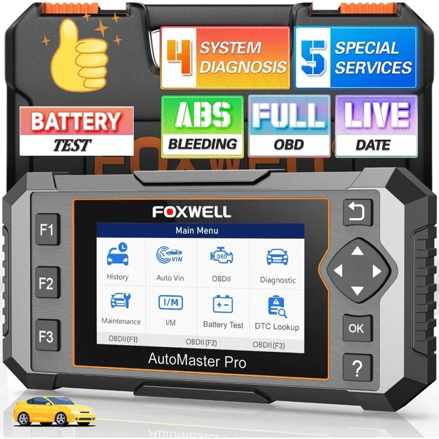 FOXWELL NT614 Elite Car Scanner, Engine Airbag Transmission ABS Scan Tool with 5 Services ABS Bleeding, SAS Calibration, EPB Throttle Oil Light Reset Tool, Live Data OBD2 Scanner Diagnostic Tool