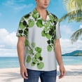 thumbnail image 5 of Balery Watercolor Green Leaves Print Men's Hawaiian Shirts Short Sleeve Beach Shirt Relaxed Fit Vacation Button Down Shirts-Large, 5 of 9