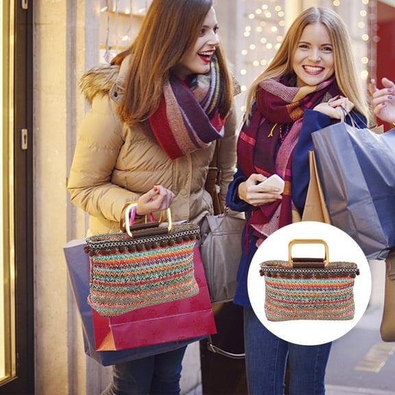 DEEPCRAFF Straw Type Shoulder Bag Multi Colored For Women Going Out 1Pack