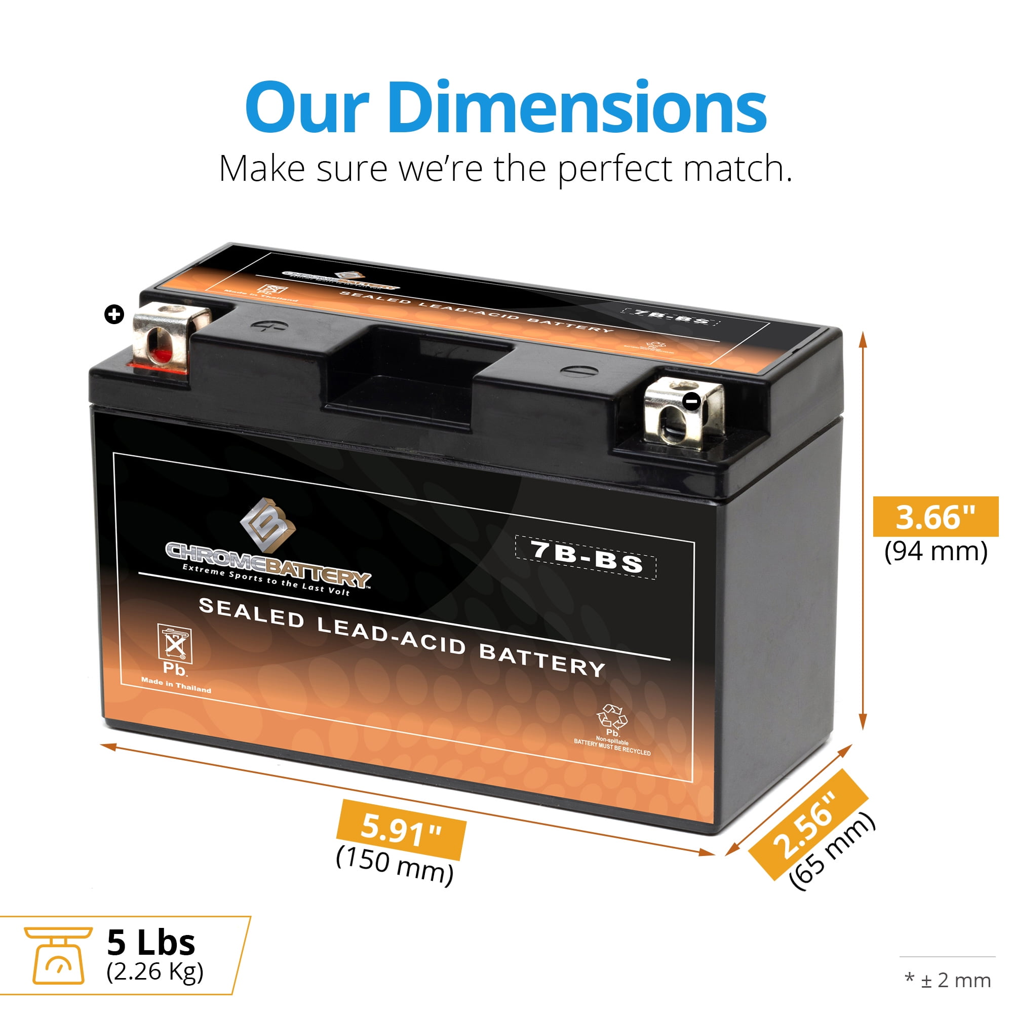 Chrome Battery Yt7B-Bs Atv Battery for Yamaha Yfz450