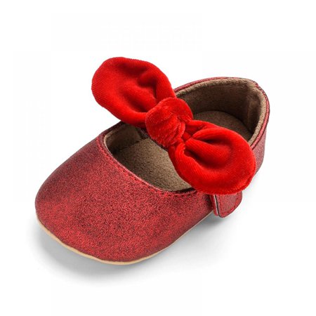 

Baywell Baby Girls Dress Shoes Mary Jane Flower Wedding Party Bridesmaids Shoes Glitter Princess Ballet Flats for Kid Toddler Red 0-18M