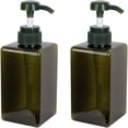 thumbnail image 1 of Dispensador de jabón de 450 ml, paquete de 2 botellas de plástico vacías con bomba para cocina y baño, color verde oscuro, 1 of 4