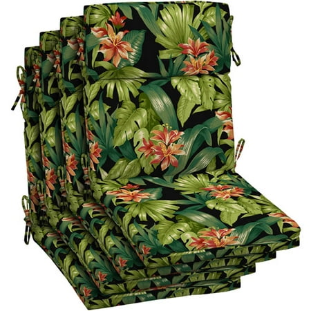 Better Homes Gardens And, Better Homes And Gardens Dining Chair Outdoor Cushion Black Tropical Hibiscus