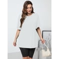 thumbnail image 3 of Women Plus Szie Workout T Shirts Athletic Plus Size Tops Ivory 3X Summer Trendy Clothes 2025 Short Sleeve Fashion Spring Tee, 3 of 7