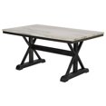 thumbnail image 3 of Light Espresso Faux Marble Dining Set with Dark Wood Base and Beige Chairs, 3 of 6