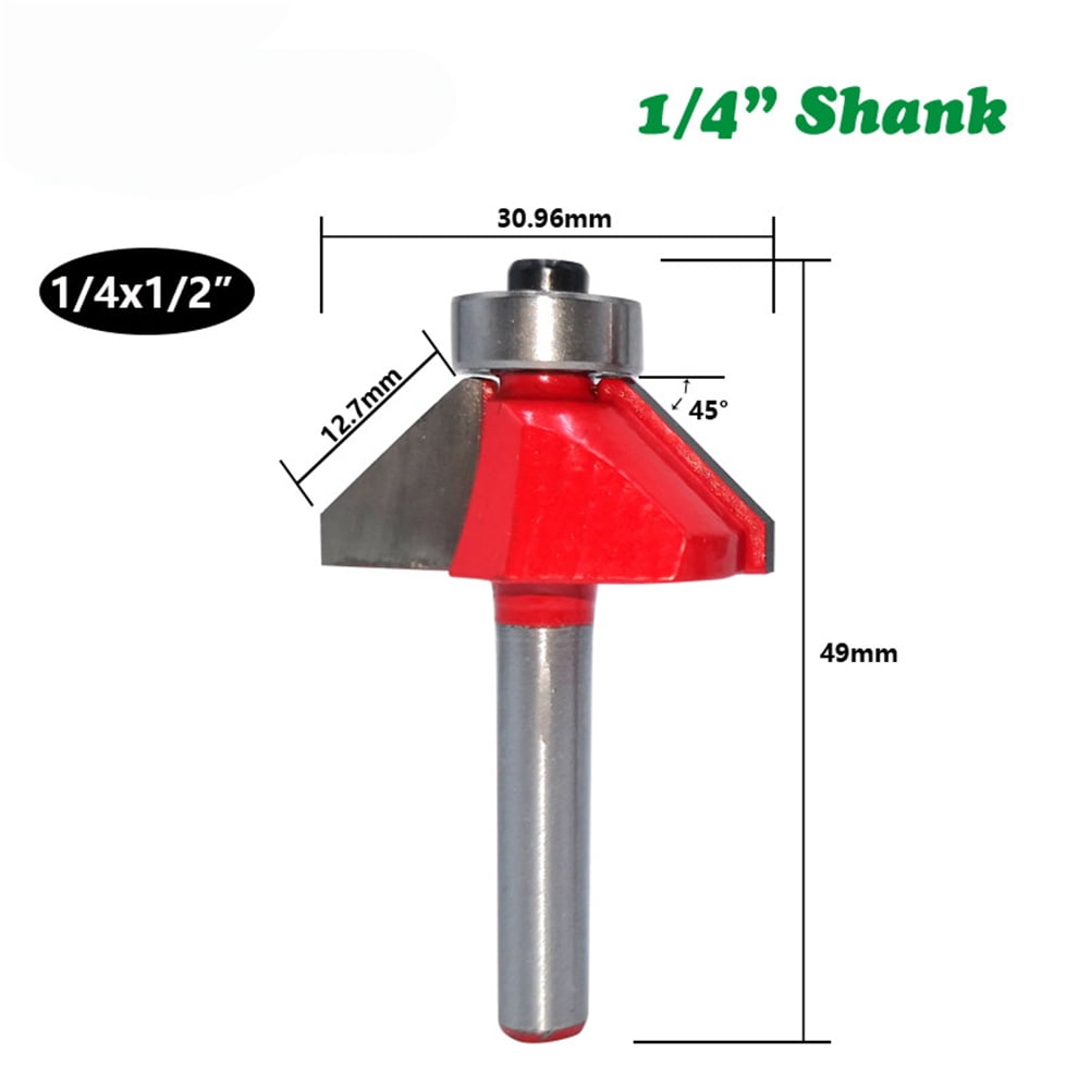 1/4'' Shank 15° Chamfer & Bevel Edging Router Bit 1-inch H Woodworking Tool 