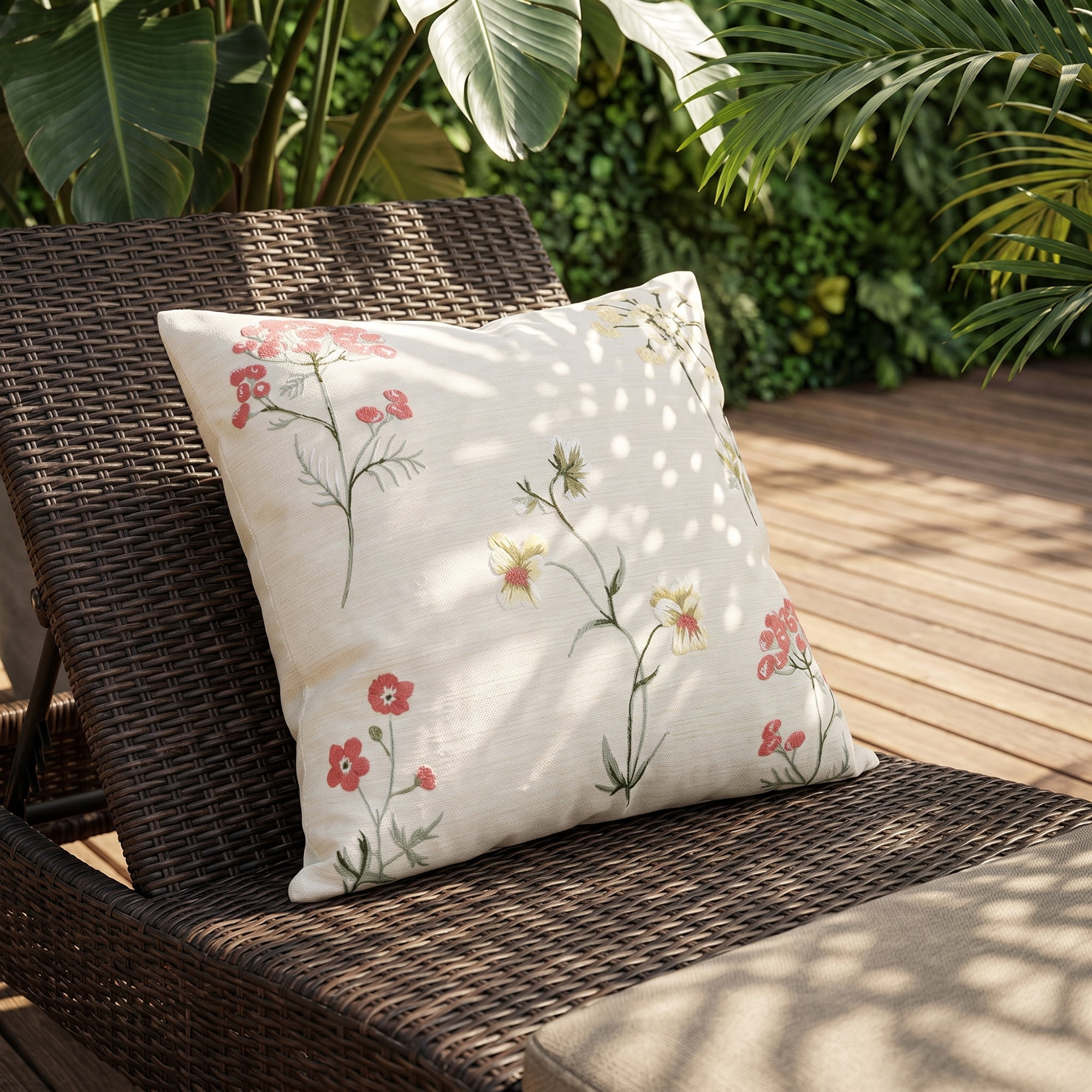 Unique Bargains Embroidered Floral Pillow Cover Rustic Cushion Case Multicolor 18"x18"