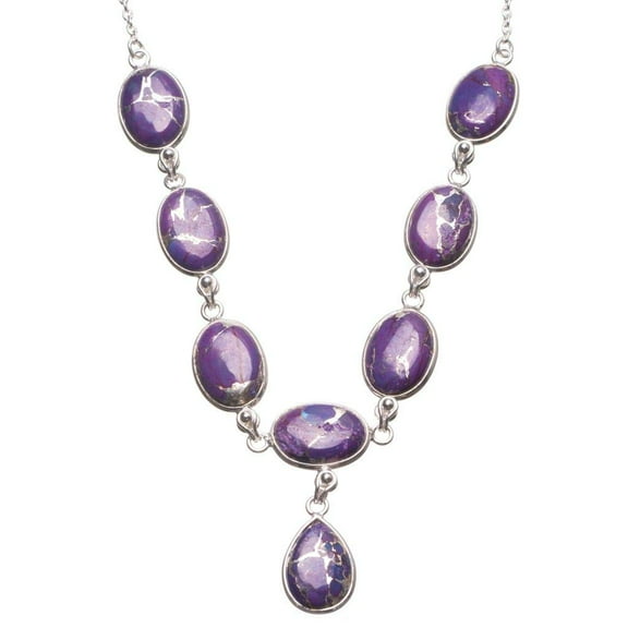 StarGems® Natural Copper Turquoise Handmade Mexican 925 Sterling Silver Y Necklace 18.25" T8761