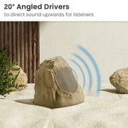 Theater Solutions 2R4S Outdoor Sandstone Rock 2 Speaker Set for Yard Patio Pool Spa