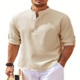 thumbnail image 1 of Hawaiian Seersucker Cardigan Men‘s Button Down Long Sleeve Plus Size Shirt, 1 of 5