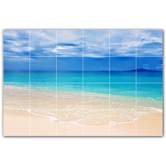 Picture-Tiles.com: Beach Ceramic Tile Wall Mural WAL500103-64M. 36"W x 24"H using (24) 6" x 6" Ceramic Tiles-Satin Finish