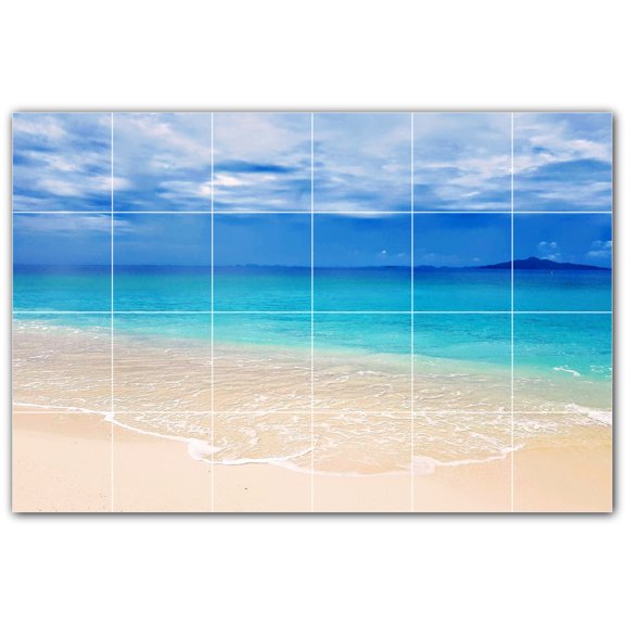 Picture-Tiles.com: Beach Ceramic Tile Wall Mural WAL500103-64S. 25.5"W x 17"H using (24) 4.25" x 4.25" Ceramic Tiles-Satin Finish