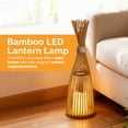 thumbnail image 3 of Vintiquewise Hand-Woven Tall Bamboo LED Floor Standing Lantern – Bohemian Wicker Decorative Lamp and Farmhouse Accent for Living Rooms Entryways Patios and Garden, Large, 3 of 3