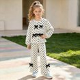 thumbnail image 2 of KPOPLK 2‑Piece Outfit Set for Girl Polka Dot Bubble Long‑Sleeve Top Elastic Waist Pants Cute Casual Clothes for Little Girls,Size 3-4 Years, 2 of 8