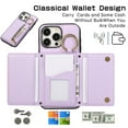 thumbnail image 6 of ELEHOLD Case for iPhone 13 Pro Max, Zipper Leather Wallet Crossbody Case with Detachable Ring Kickstand & Card Slots,Purple, 6 of 9
