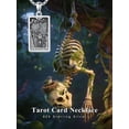 thumbnail image 6 of Skeleton Necklace 925 Sterling Silver Skull Pendant The Hanged Man Tarot Card Necklace Tarot Jewelry Gifts for Women Men Unisex, 6 of 10