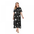 thumbnail image 3 of Plus Size Nightgowns for Women Short Sleeve Crewneck Night Dress Starry Sky Printed Loose Nightshirt Full Length Night Gowns with Pockets, L-5XL, 3 of 6