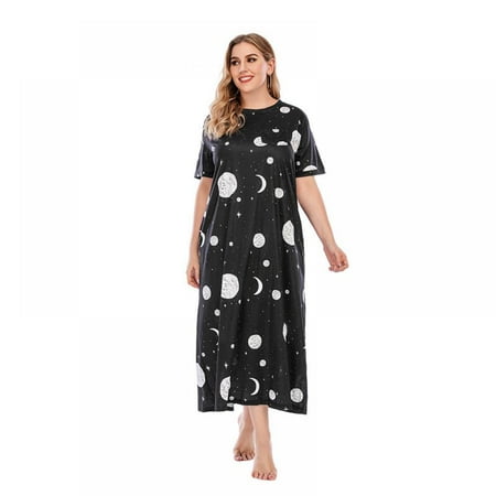 

Nightgowns for Women Short Sleeve Loungewear Soft Full Length Sleep Shirt Comfy Night Dress for Ladies Plus Size XL-5XL