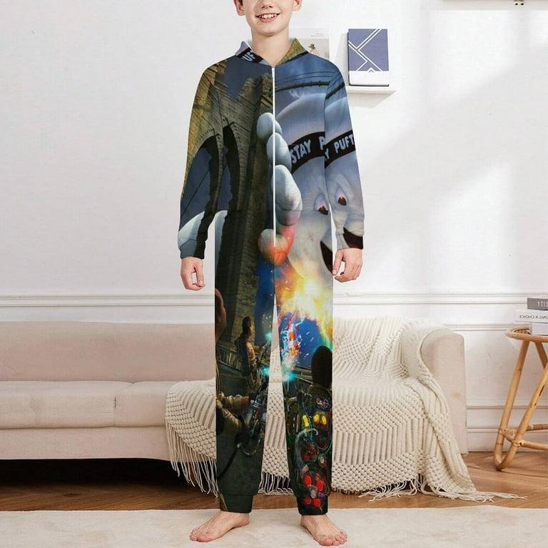 Ghostbusters Kids Pajamas One Piece Hooded Union Suit Onesie PJs