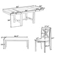 thumbnail image 2 of Harper & Bright Designs Farmhouse Extendable Dining Table Set with Bench for 6, Solid Wood Rectangular Kitchen Table Set with Removable Leaf, 4 Upholstered Chairs, Natural, 2 of 15