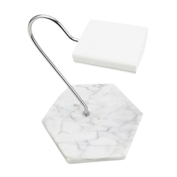 Soporte de exhibición de joyería Sunnimix de mármol blanco y cojín de cuero PU blanco