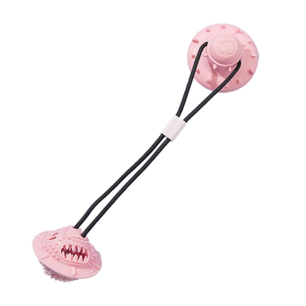 Juguete masticable para perros, ventosa interactiva para masticadores agresivos, remolcador para perros, golosinas para adiestramiento de cachorros Platillo rosa