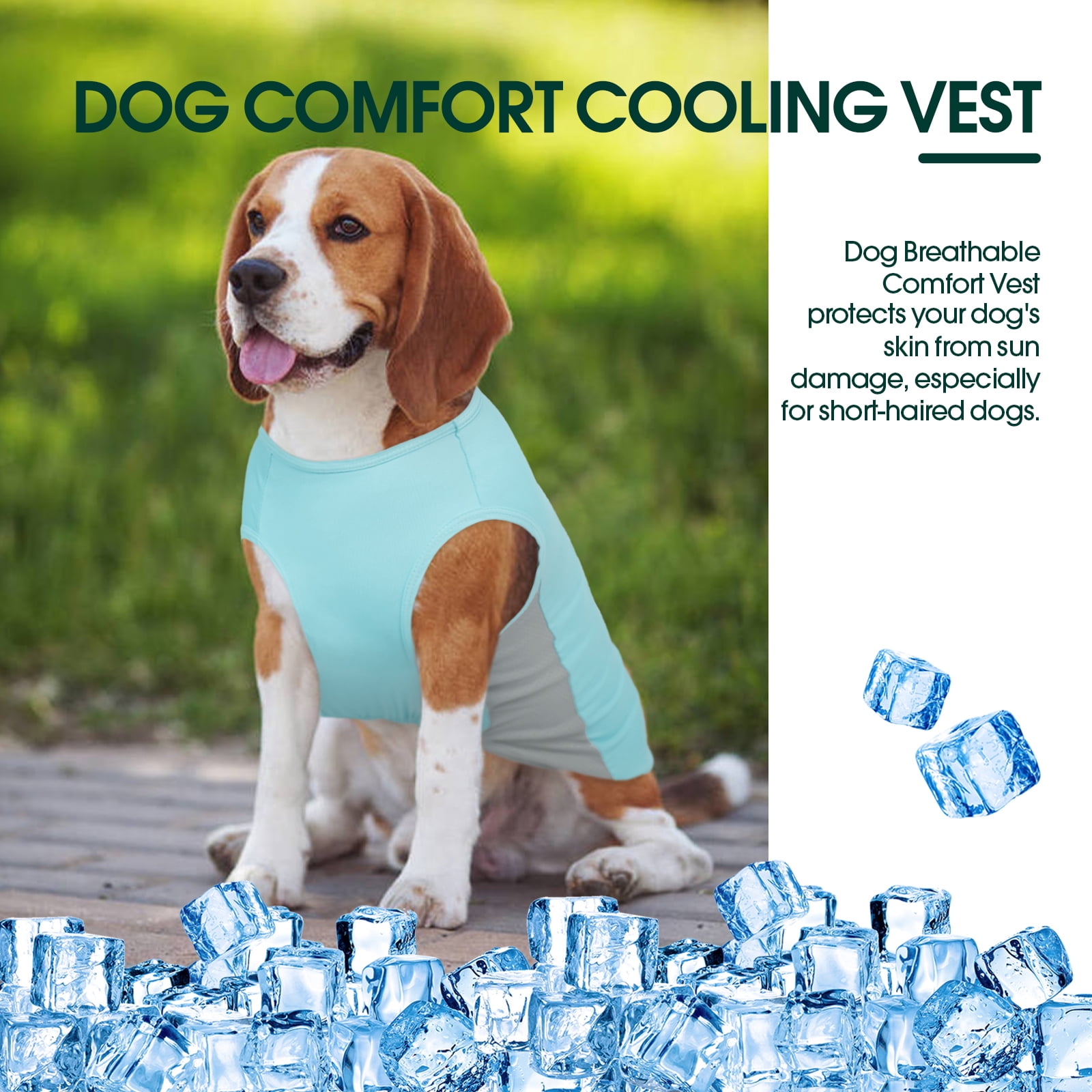 Kuoser Dog Cooling Shirt Breathable Soft Dog Cooling Vest for Summer, Blue, XS