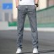 thumbnail image 1 of KUBRO 2024 novedad de verano, pantalones vaqueros grises elásticos sueltos para hombre, pantalones vaqueros de pierna recta elásticos informales a la moda, marca azul claro para hombre, 1 of 5
