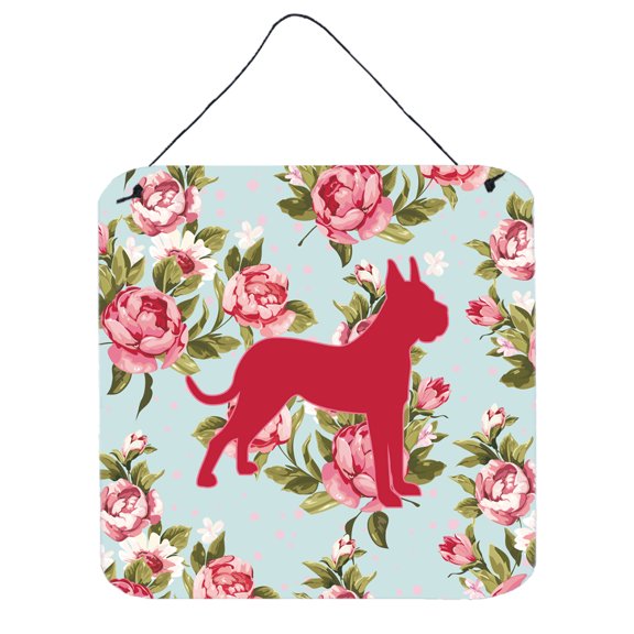 Boxer Shabby Chic Blue Roses Wall or Door Hanging Prints Blue