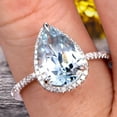 thumbnail image 2 of 1.50 Carat Pear shaped Aquamarine Engagement Ring 10k White Gold Halo setting, 2 of 6