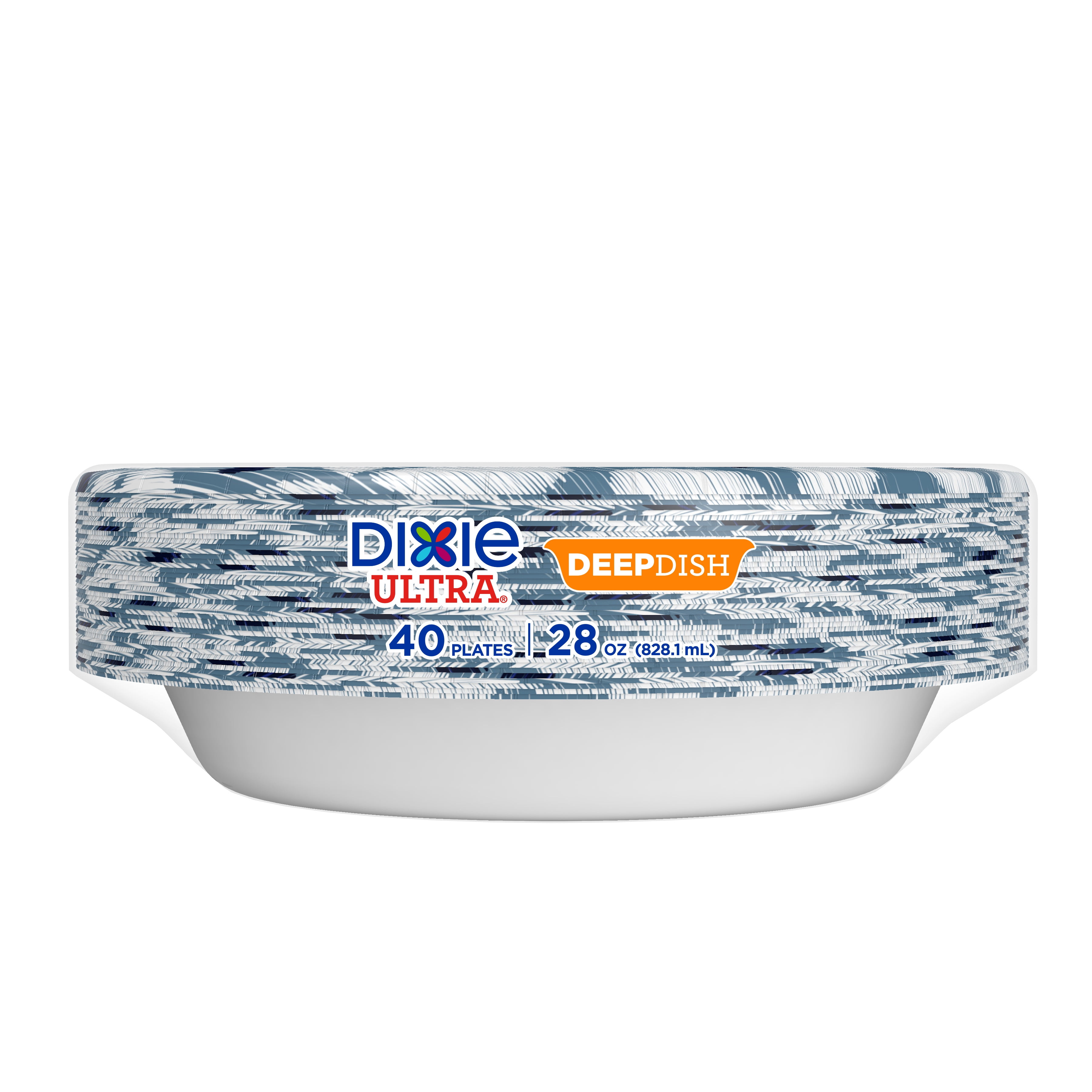 Dixie Ultra® Deep Dish Disposable Paper Plates, 9-9/16 inch, Dinner Size  Printed Disposable Plate, 40 Count