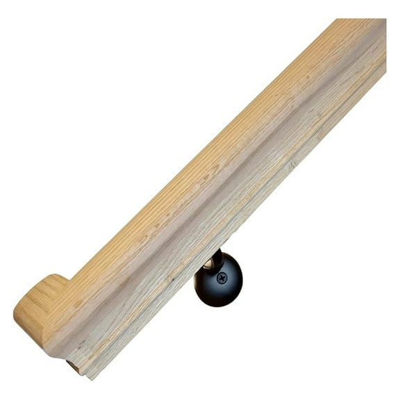 Solid Red Oak Handrail Kit with Wall Returns and Wall Mount Brackets (Matching Screws Included). 6010 Profile Unfinished. Indoor Use Only. (5 Ft, Black)