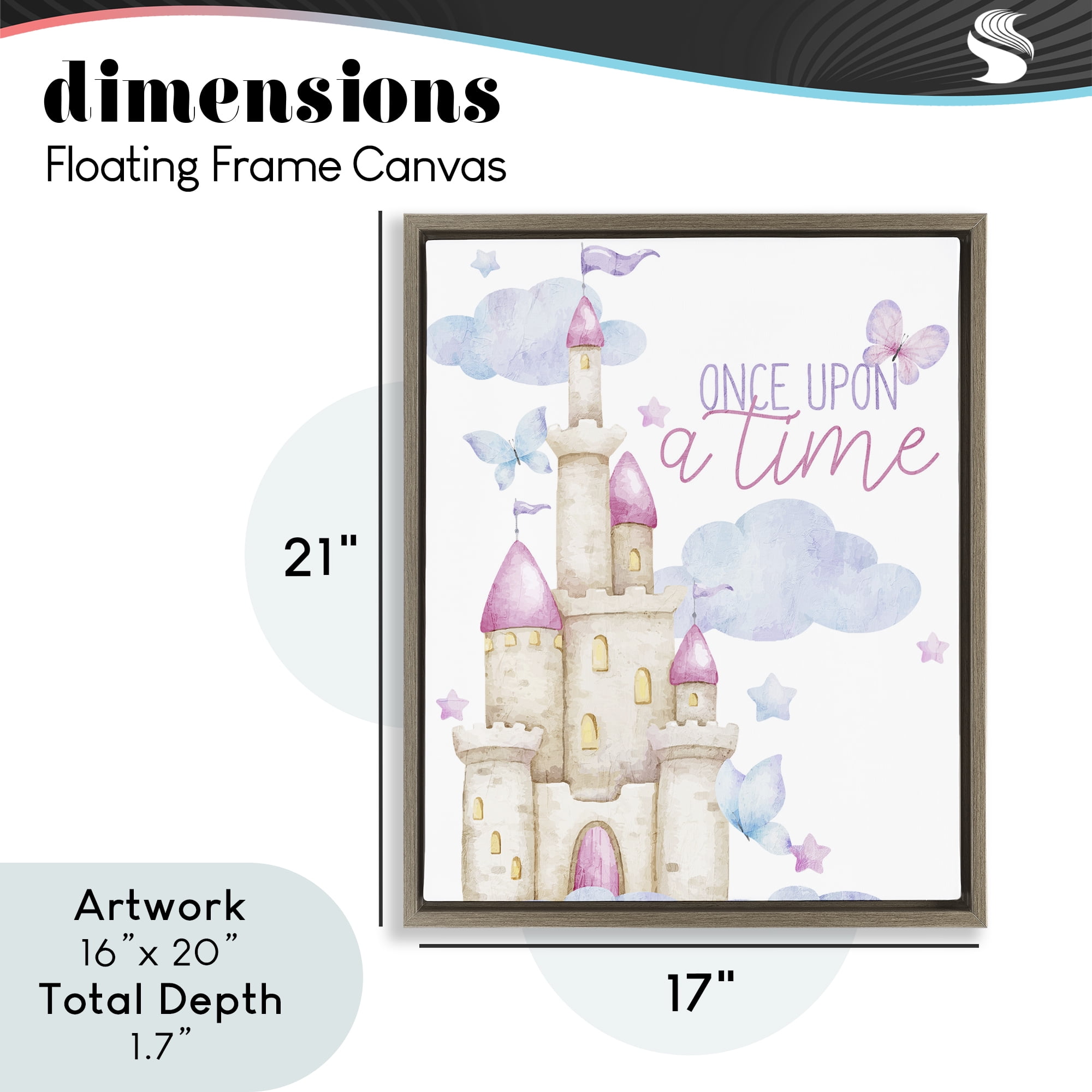 Once Upon A Time Castle Brown Framed Floater Canvas Wall Art, design by Kim Allen