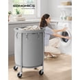 thumbnail image 2 of Cesta de ropa SONGMICS 110L con ruedas, gris y plata, 2 of 7