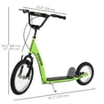 thumbnail image 3 of Aosom Trottinette pour Enfants avec Guidon Ajustable, Freins Doubles, Vert, 3 of 10