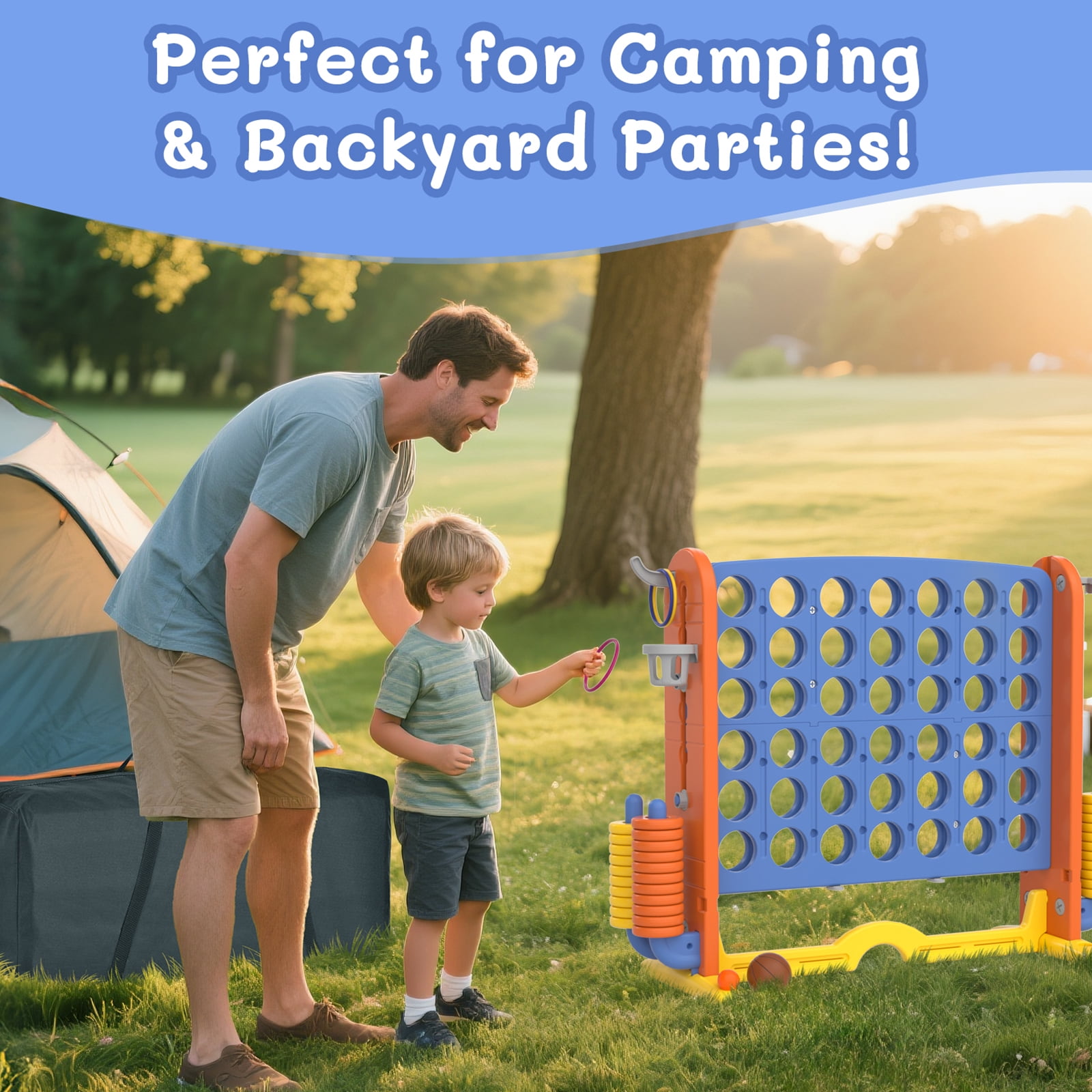 KORIMEFA Jumbo 4-to-Score Giant Game Set W/Storage Carrying Bag for Kids Adult Outdoor Holiday Party Family yard Game, Orange