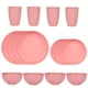 thumbnail image 1 of Nvzi 16pcs Wheat Straw Dinnerware Set,Plates and Bowls Set,Camping Dish Set for 4, Plastic Dinnerware Set,Dishwasher Safe Dinnerware Set,Pink, 1 of 5