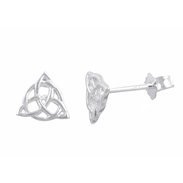 Aretes de Nudo Celta Triquetra para Mujer en Plata Esterlina