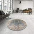 thumbnail image 4 of Ahgly Company Machine Washable Indoor Round Industrial Modern Granite Gray Area Rugs, 6' Round, 4 of 7