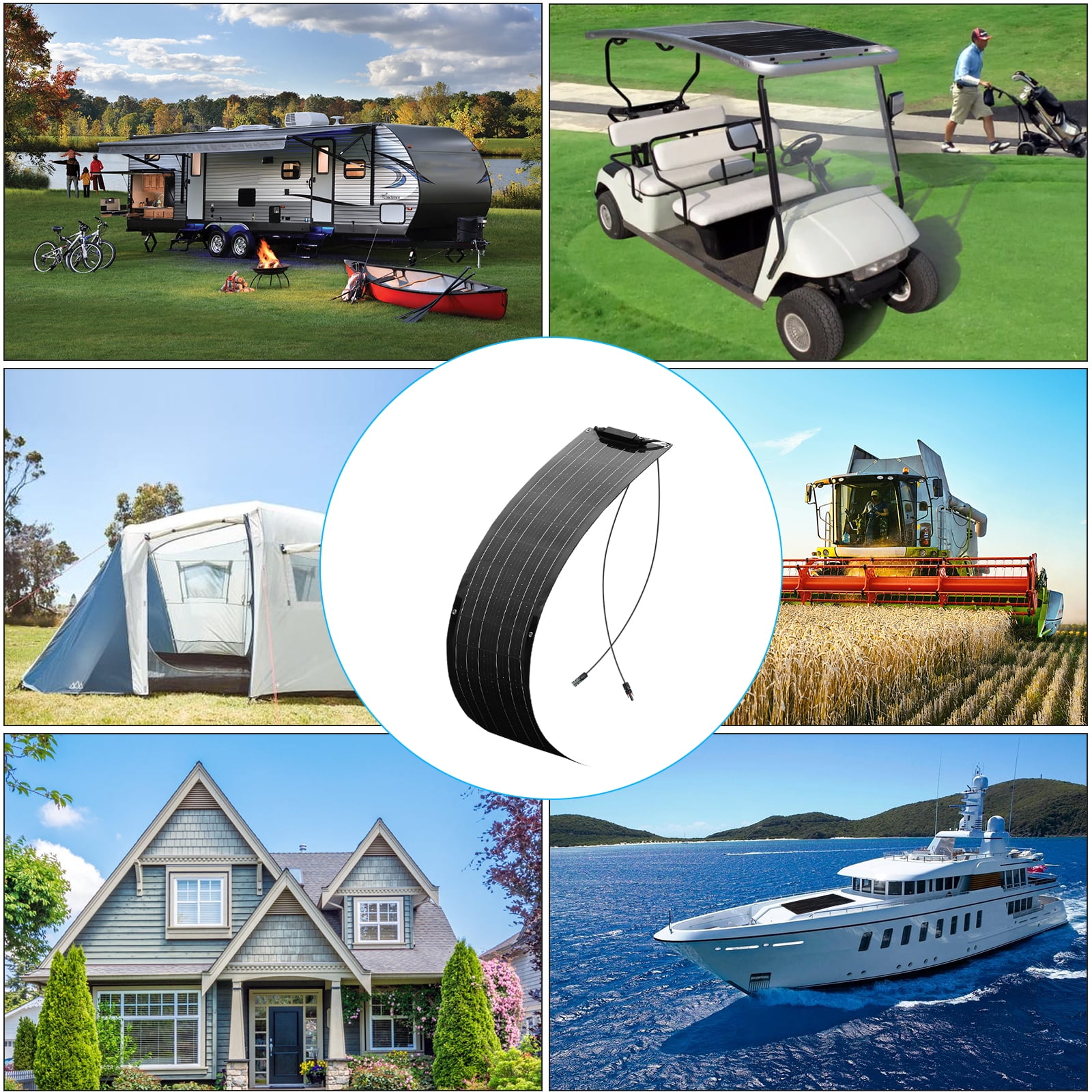 2 Pack 50W Flexible Solar Panel 12V Monocrystalline Waterproof Black for RV Boat Caravan