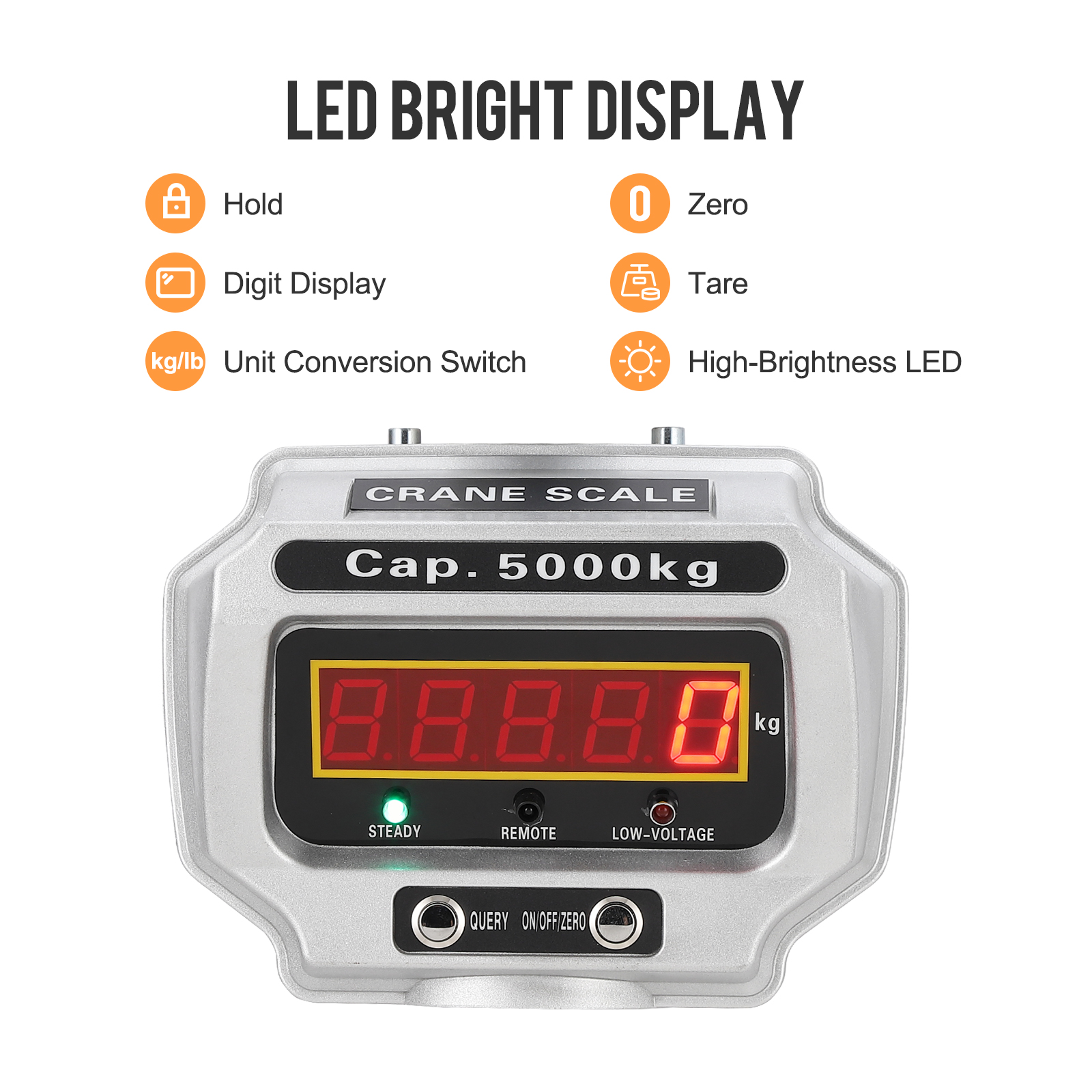 EastVita Industrial Crane Scale,Max Weight 11000lbs/5T,LED Remote Control Display,High Precision Digital Hanging Scale,Construction,Factory,Cast Aluminum
