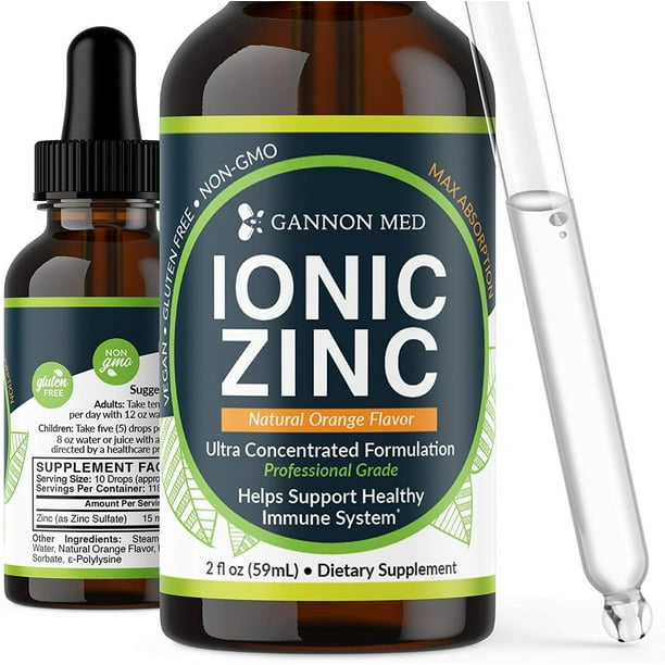 Ionic Zinc Liquid Natural Orange Flavor Drops 115+ Day Zinc Supply