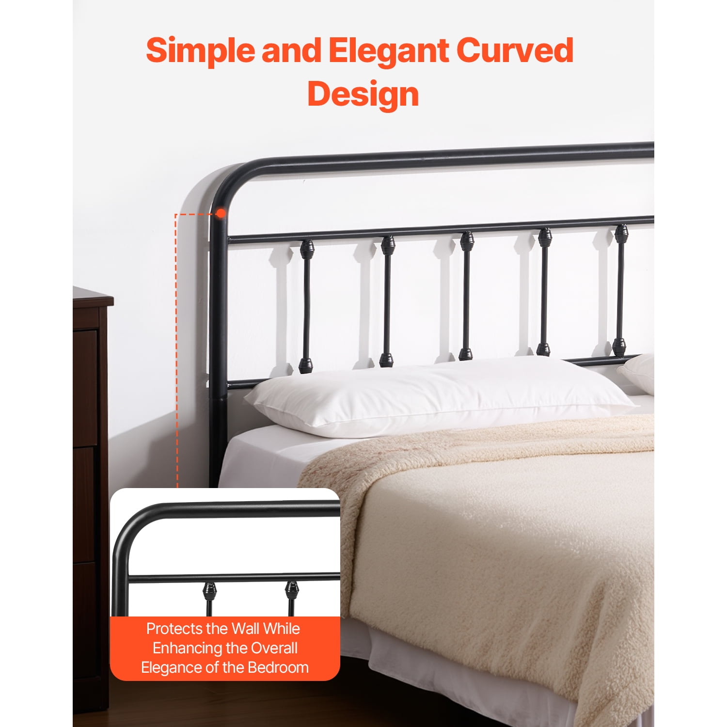 KFFKFF Queen Size Headboard, 59.65 x 40.55 inches Metal Headboard with Height Adjustable,   Sturdy Headboard Suitable for Bedrooms, Hotel, Guesthouse