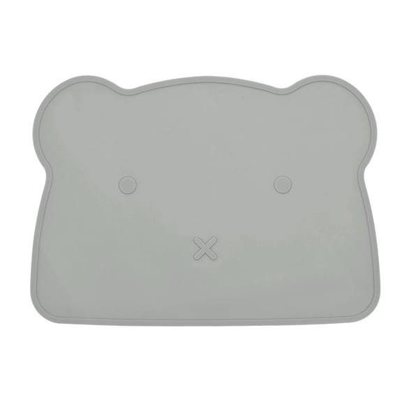 Uxcell Silicone Pet Feeding Mat, Waterproof Dog Cat Food Bowl Placemat Tray Anti-Slip with Raised Edge Foldable Heat-Resistant (Silver Gray, Bear Shape), Intended for Cat Dog Water Bowl