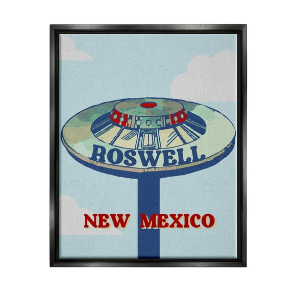 Stupell Industries Roswell New Mexico Vintage UFO Travel & Places Painting Black Floater Framed Art Print Wall Art