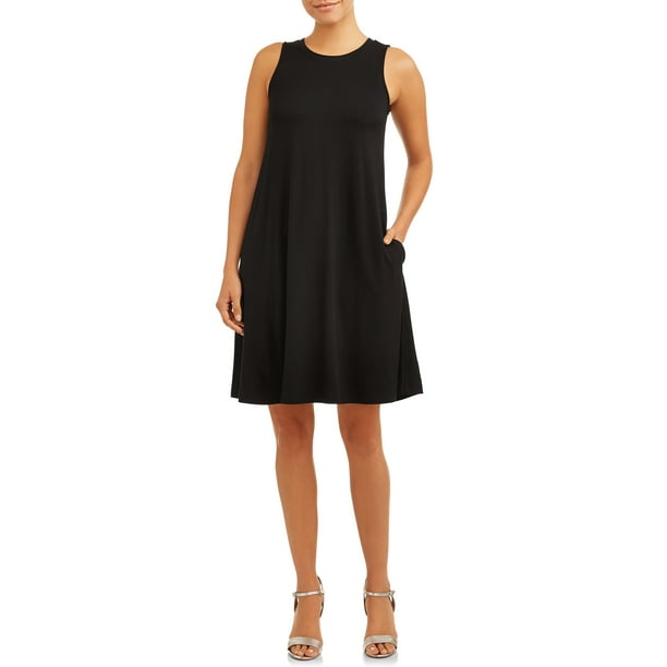 black knit sleeveless dress