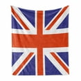 thumbnail image 1 of Union Jack Soft Flannel Fleece Throw Blanket, Classic Traditional Flag United Kingdom Modern British Loyalty, Cozy Plush for Indoor and Outdoor Use, 60" x 80", Royal Blue White, by Ambesonne, 1 of 6