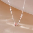 thumbnail image 1 of Collar de perlas de amor de moda para mujer, dulce collar de clavícula con forma de corazón rosa y amor para niña, regalo para niña, 1 of 6