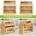 thumbnail image 3 of 2 Pack Bread Box for Kitchen Counter, No Assembly Breadbox Double Layer Bamboo Bread Container with Clear Windows, Large Capacity Kitchen Food Storage Container, 3 of 7
