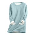 thumbnail image 5 of Bovemsi Womens Sweatshirts Winter Fleece Lined Warm Shirts For Women Casual Solid Color Long Sleeve Crewneck Thermal Top Fashion Outfits 2025 Clothes, 5 of 8